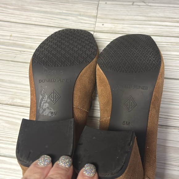 Donald Pliner Brown Saddle Wendi Suede Loafers Heels Women’s Sz 6 - Picture 7 of 8